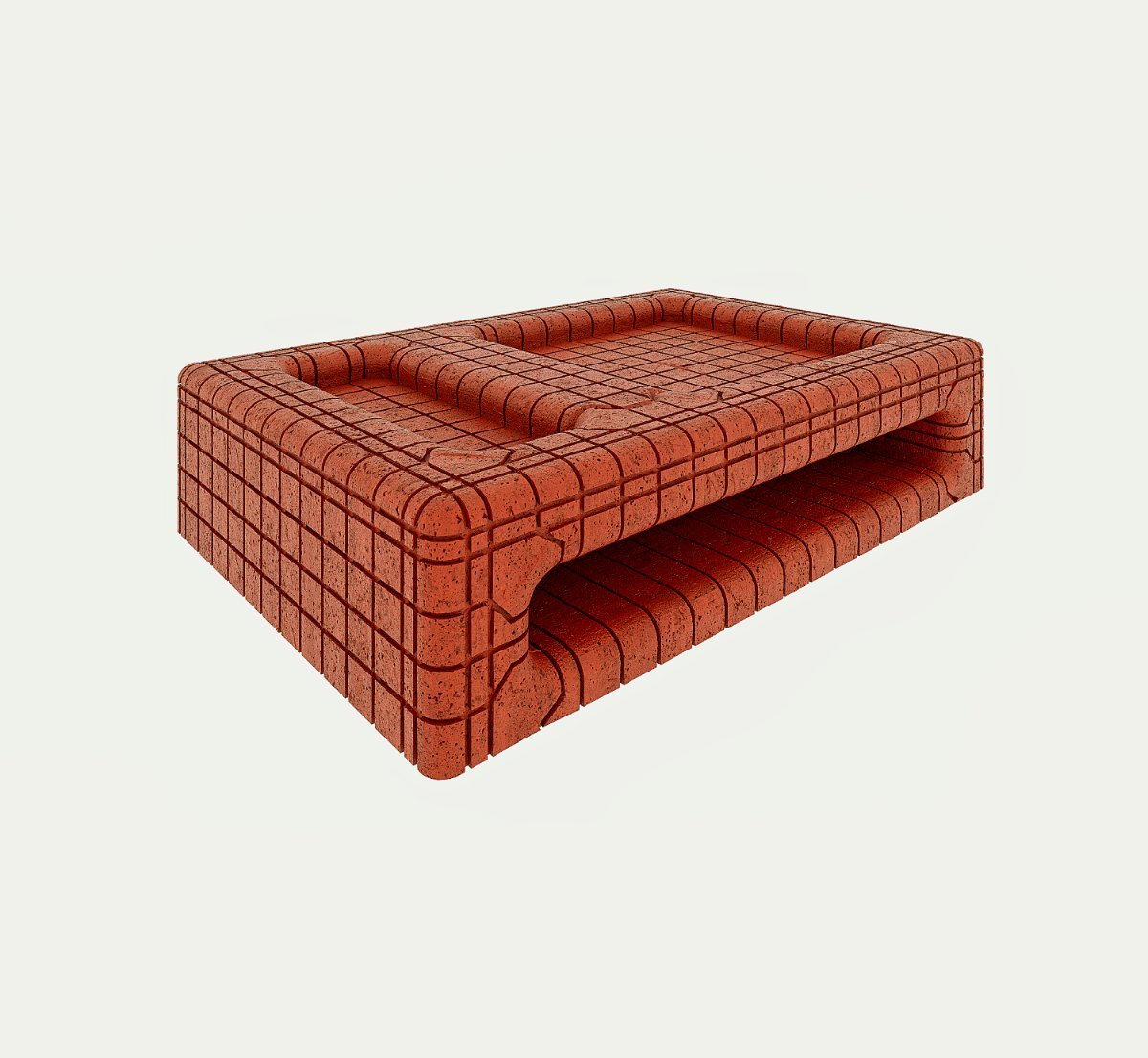 Glitch Box — banco modular ranurado, edición terracota